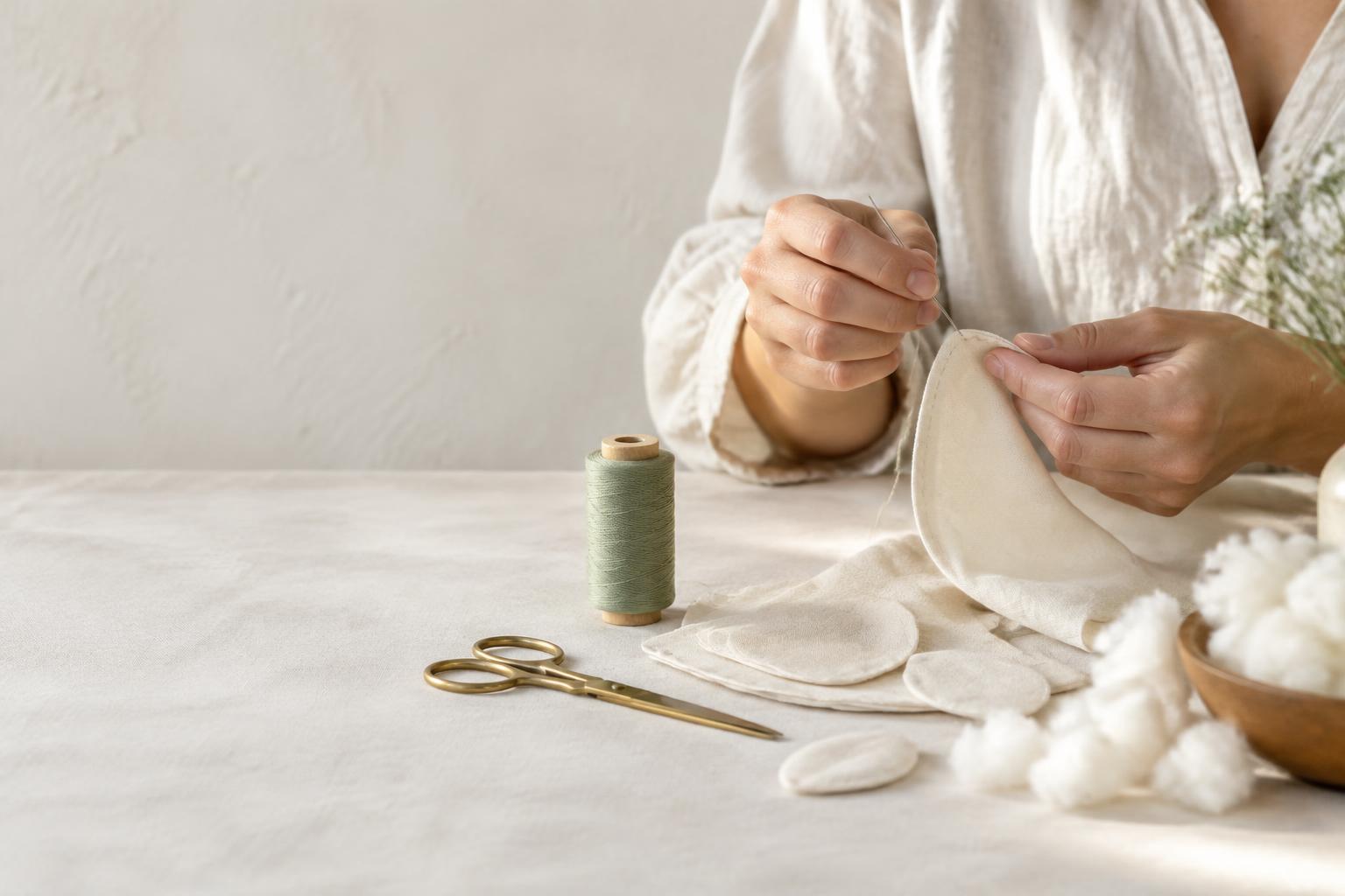 Needle and thread, natural cotton, and the quiet work of making by hand